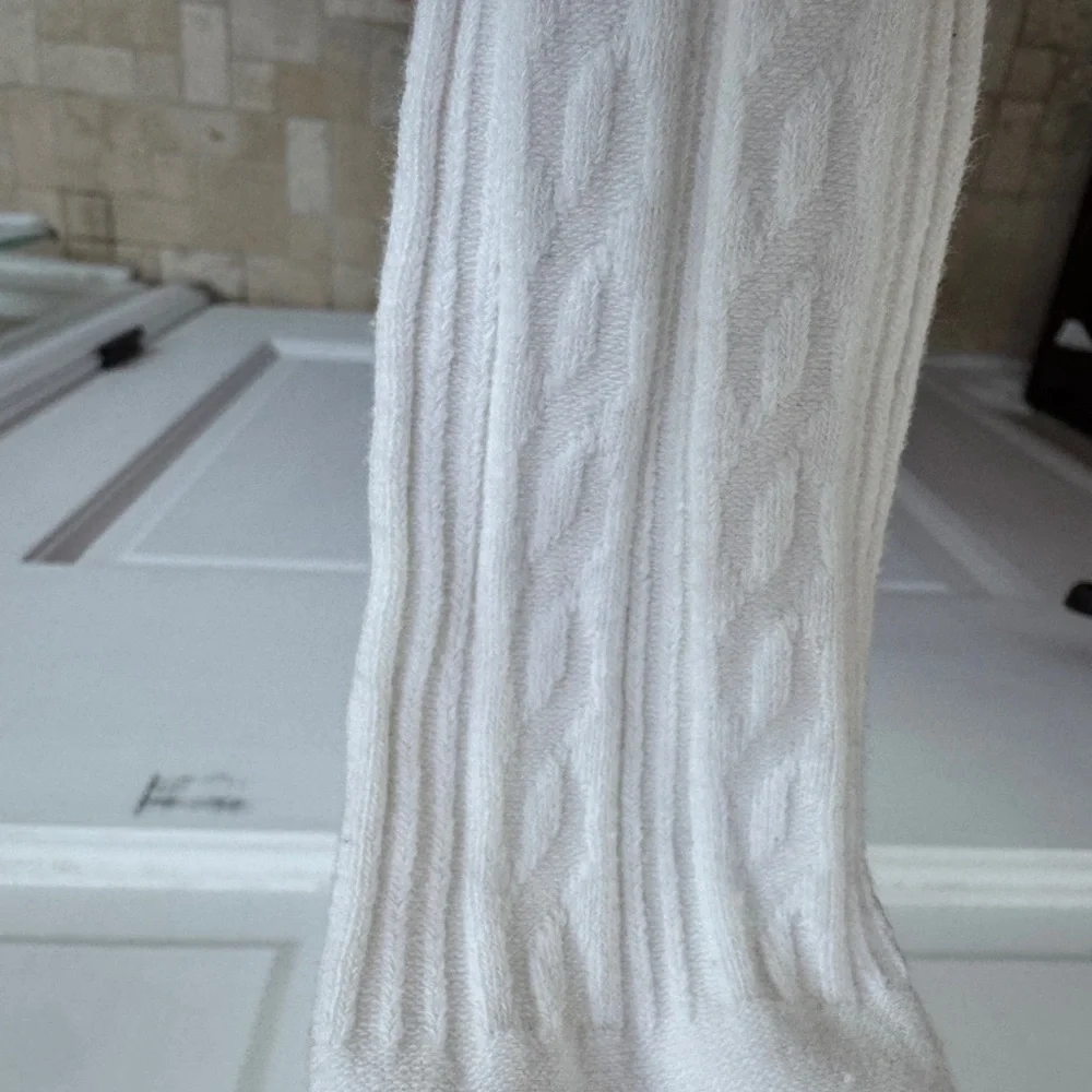 Epeius 12-24M Girls Cozy White Knit Baby Tights